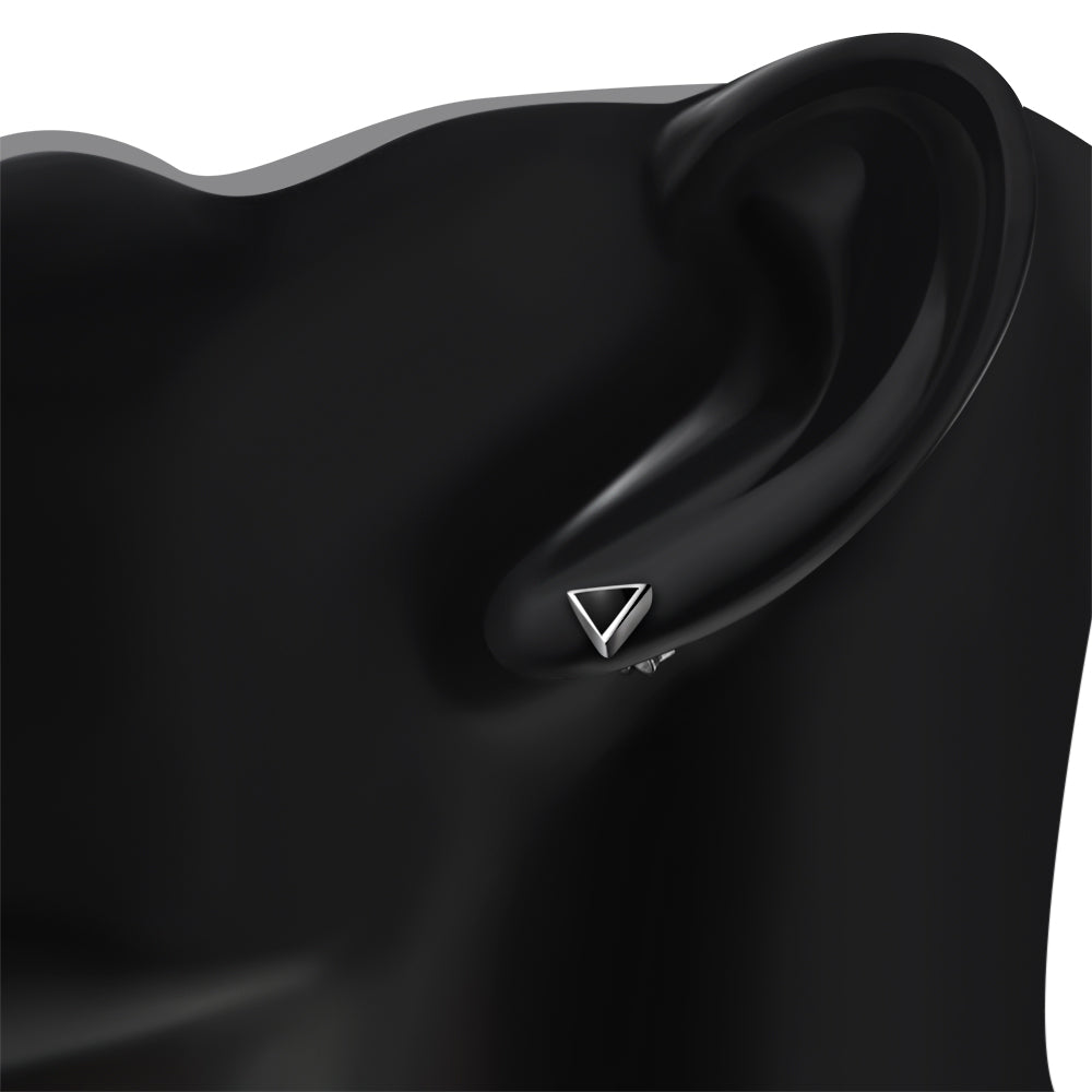 7.00mm | Black Onyx Triangle Silver Stud Earrings