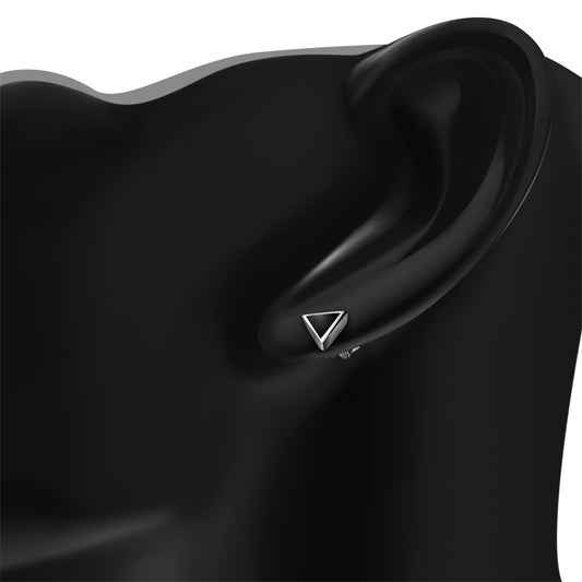7.00mm | Black Onyx Triangle Silver Stud Earrings