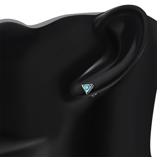 Abalone Shell Triangle Silver Stud Earrings