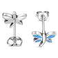 Butterfly Stud Synthetic Blue Opal Sterling Silver Earrings