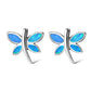 Butterfly Stud Synthetic Blue Opal Sterling Silver Earrings