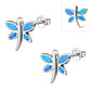 Butterfly Stud Synthetic Blue Opal Sterling Silver Earrings