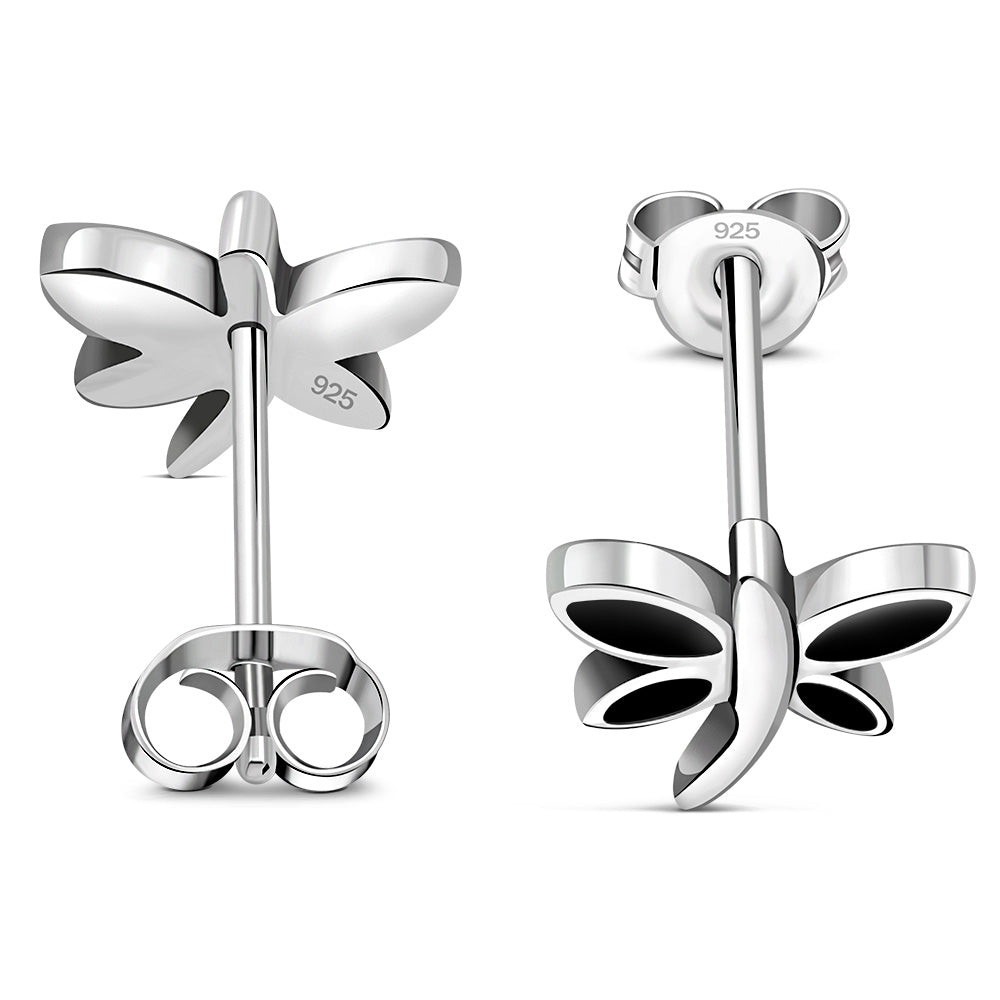 Butterfly Stud Black Onyx Sterling Silver Earrings