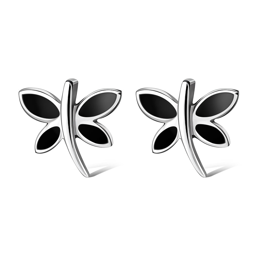 Butterfly Stud Black Onyx Sterling Silver Earrings