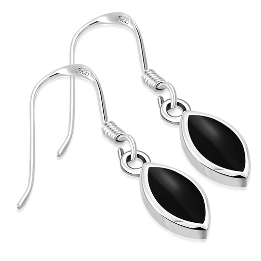 Black Onyx Oval Sterling Silver Earrings