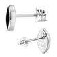 Black Onyx Lens Shaped Silver Stud Earrings