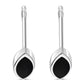 Black Onyx Lens Shaped Silver Stud Earrings
