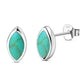 Turquoise Lens Shaped Sterling Silver Stud Earrings
