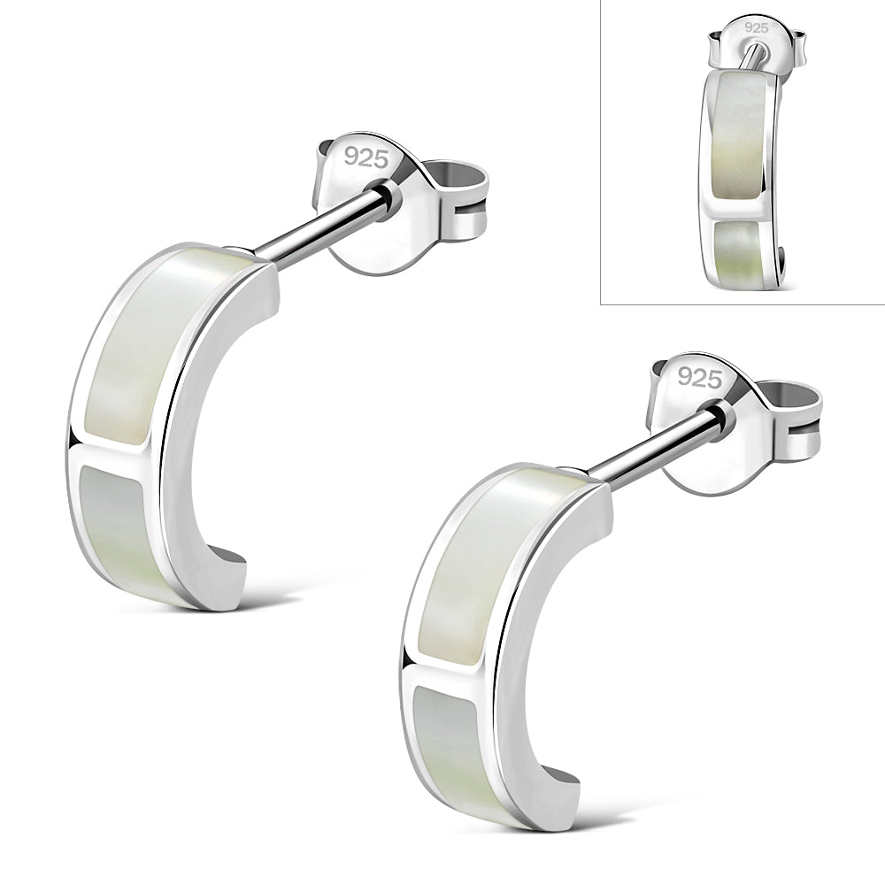 Mother of Pearl Stud Silver Earrings