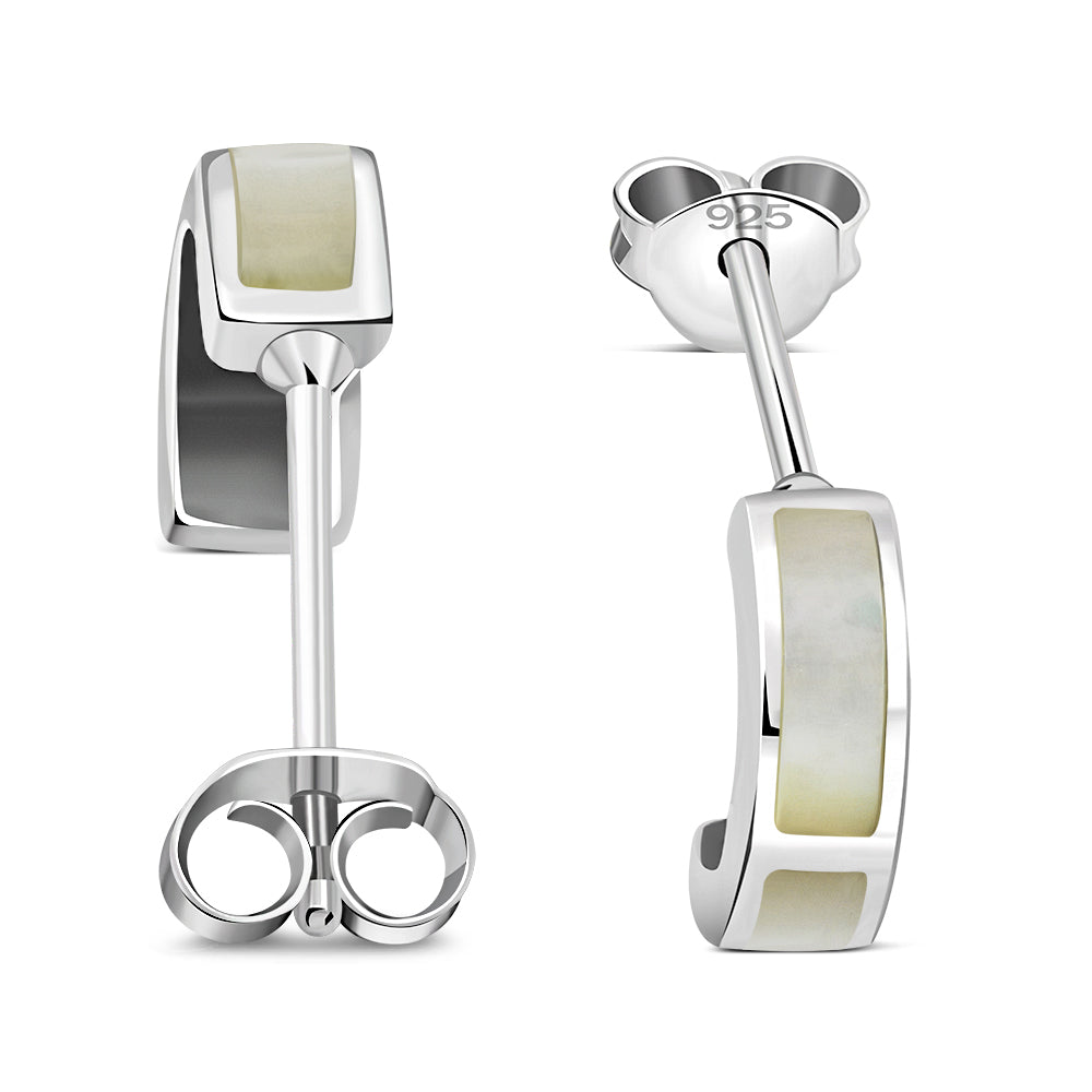 Mother of Pearl Stud Silver Earrings