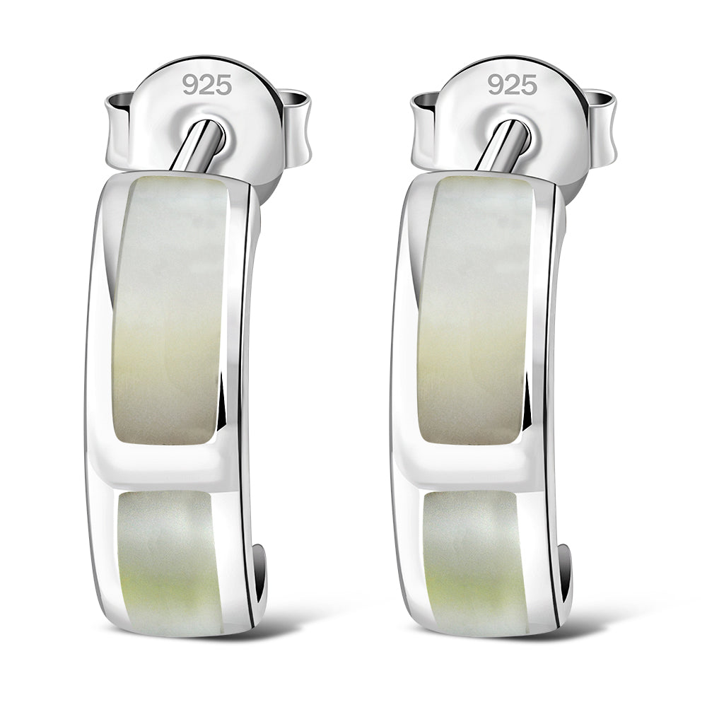 Mother of Pearl Stud Silver Earrings