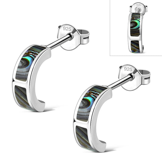Abalone Shell Stud Silver Earrings