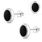Black Onyx Oval Stud Silver Earrings