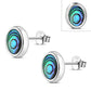 Abalone Shell Oval Stud Silver Earrings