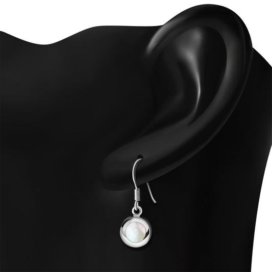 Mother of Pearl Round Silver Earrings