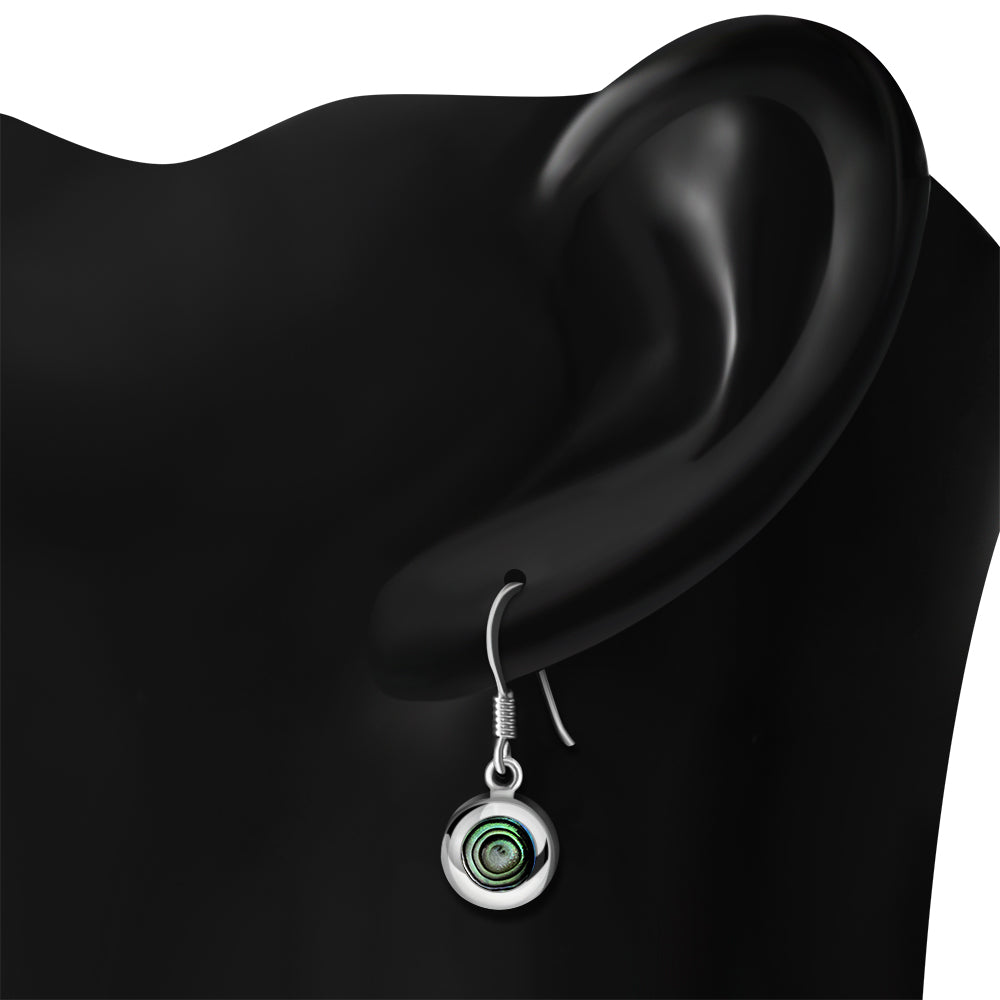 Abalone Shell Round Silver Earrings