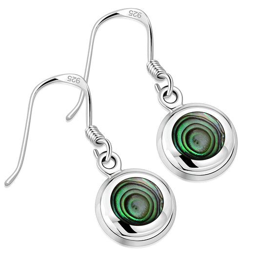 Abalone Shell Round Silver Earrings