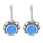 Synthetic Blue Opal Oval Stud Silver Earrings