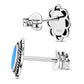 Synthetic Blue Opal Oval Stud Silver Earrings