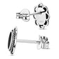 Black Onyx Oval Stud Silver Earrings