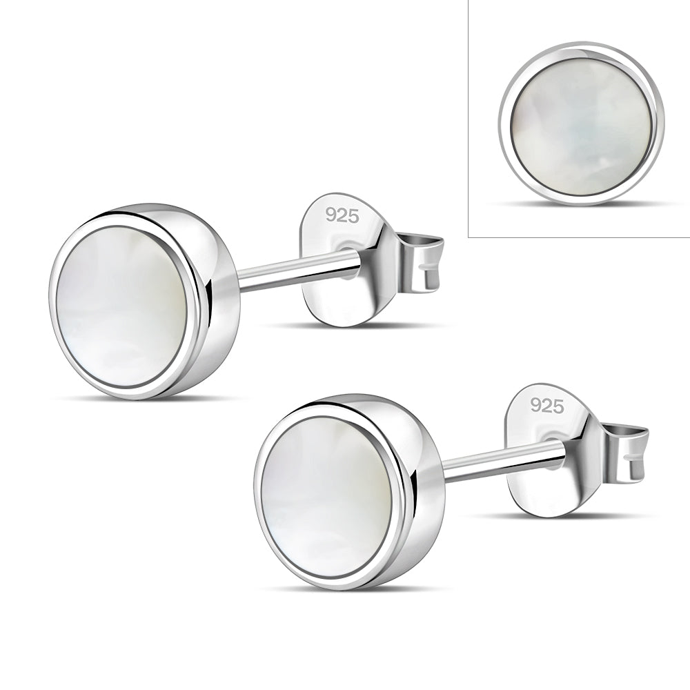 6.20mm | Mother of Pearl Sterling Silver Stud Earrings