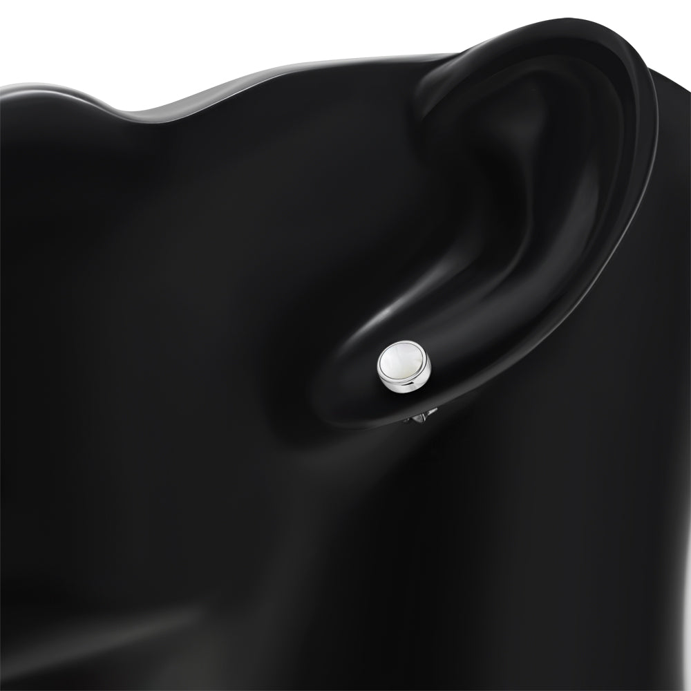 6.20mm | Mother of Pearl Sterling Silver Stud Earrings