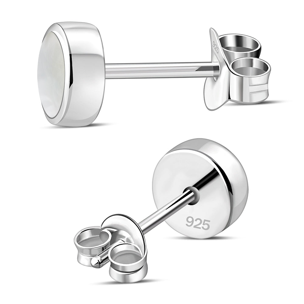 6.20mm | Mother of Pearl Sterling Silver Stud Earrings