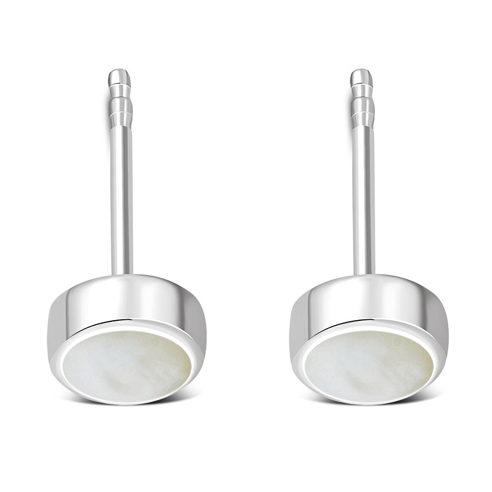 6.20mm | Mother of Pearl Sterling Silver Stud Earrings