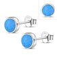 6.20mm | Synthetic Blue Opal Round Sterling Silver Stud Earrings