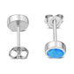 6.20mm | Synthetic Blue Opal Round Sterling Silver Stud Earrings