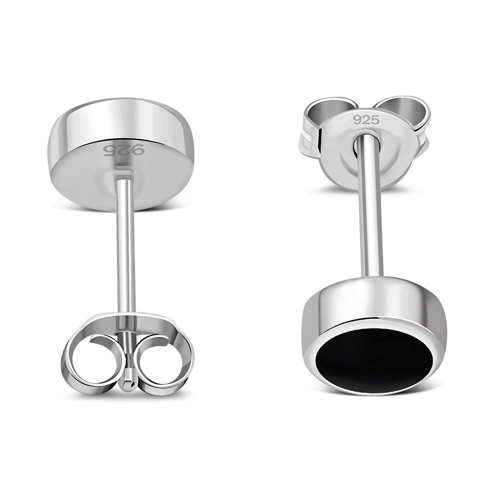 6.20mm | Black Onyx Sterling Silver Stud Earrings