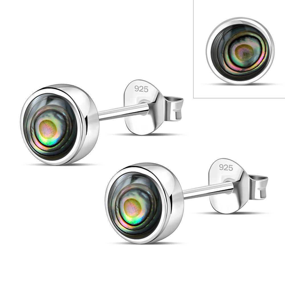 6.20mm | Abalone Shell Sterling Silver Stud Earrings