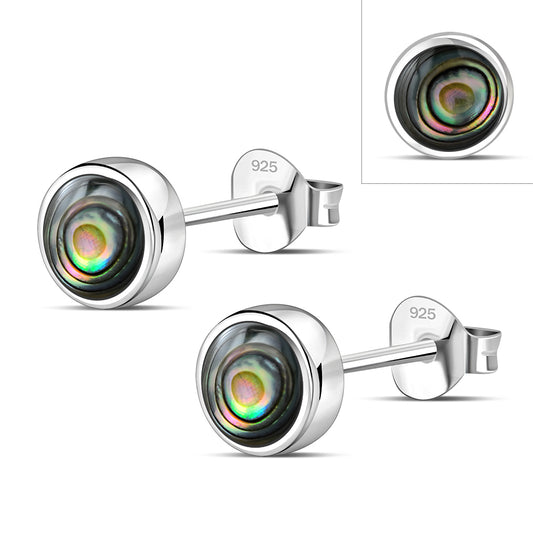 6.20mm | Abalone Shell Sterling Silver Stud Earrings