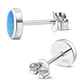 6mm | Synthetic Blue Opal Round Sterling Silver Stud Earrings