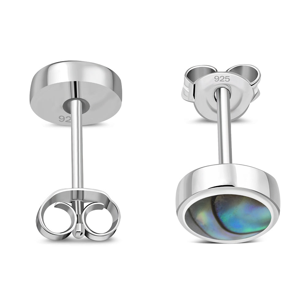 6mm | Abalone Shell Round Sterling Silver Stud Earrings