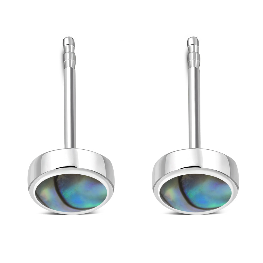 6mm | Abalone Shell Round Sterling Silver Stud Earrings