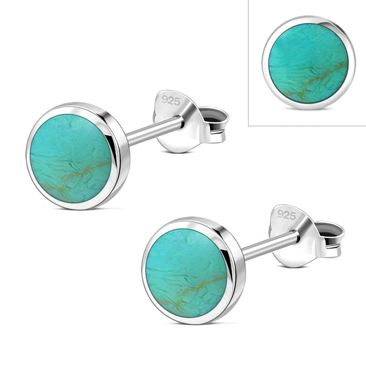 6mm | Turquoise Round Sterling Silver Stud Earrings