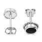 Black Onyx Round Stud Silver Earrings