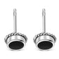 Black Onyx Round Stud Silver Earrings