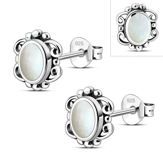 Mother of Pearl Sterling Silver Stud Earrings