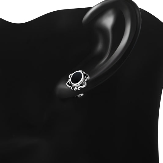 Black Onyx Sterling Silver Stud Earrings