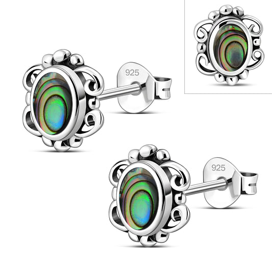 Abalone Shell Sterling Silver Stud Earrings