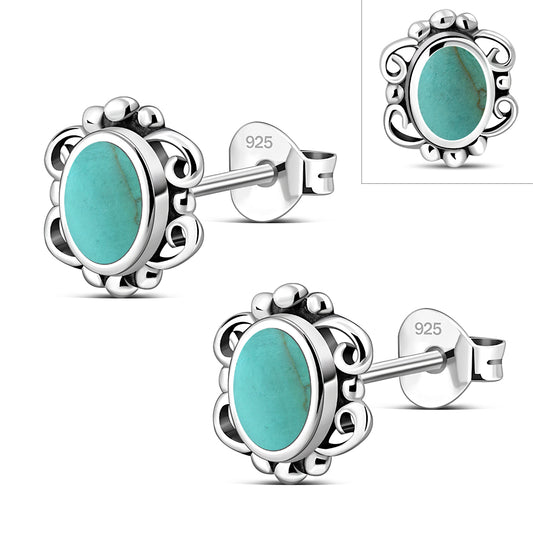 Turquoise Sterling Silver Stud Earrings