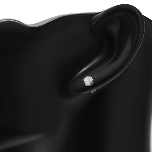 Mother of Pearl Hexagon Silver Stud Earrings