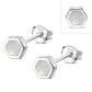 Mother of Pearl Hexagon Silver Stud Earrings