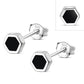 Black Onyx Hexagon Silver Stud Earrings