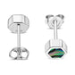 Abalone Shell Hexagon Silver Stud Earrings