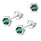 Abalone Shell Hexagon Silver Stud Earrings