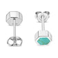 Reconstituted Turquoise Hexagon Silver Stud Earrings