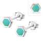 Reconstituted Turquoise Hexagon Silver Stud Earrings
